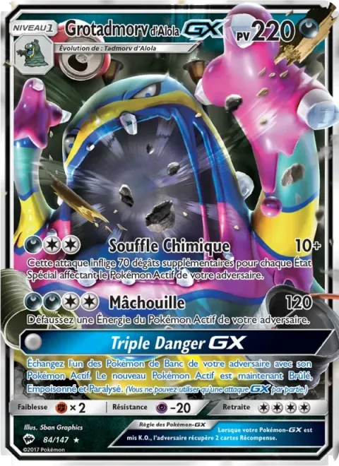 Carte Pokémon Grotadmorv d’Alola GX 084/147, extension Ombres Ardentes
