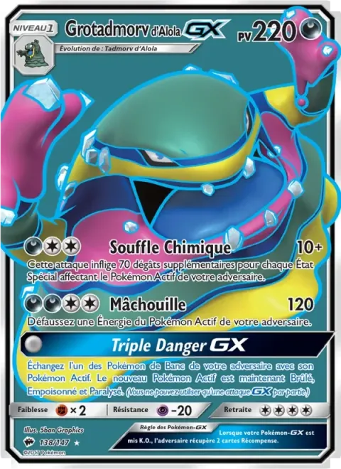 Carte Pokémon Grotadmorv d’Alola GX 138/147, extension Ombres Ardentes
