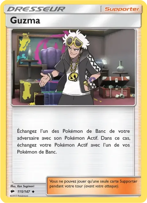 Carte Pokémon Guzma 115/147, extension Ombres Ardentes