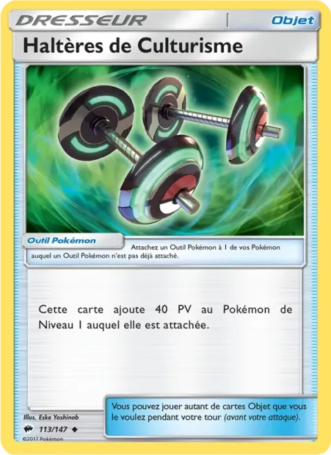 Carte Pokémon Haltères de Culturisme 113/147, extension Ombres Ardentes