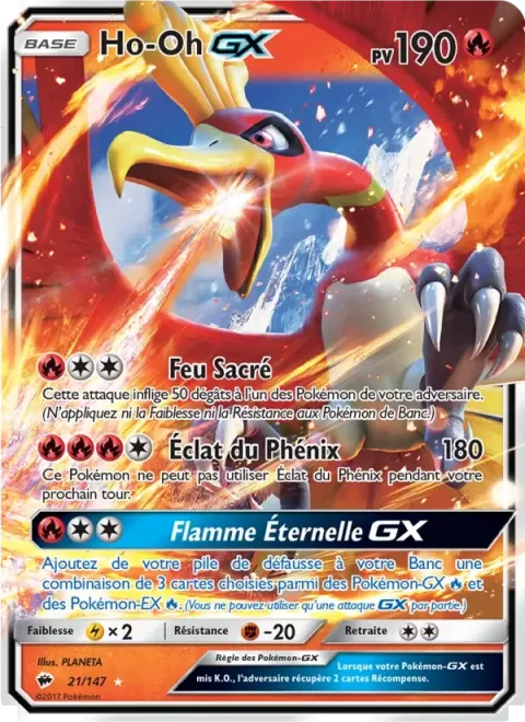 Carte Pokémon Ho-Oh GX 021/147, extension Ombres Ardentes
