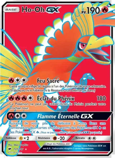 Carte Pokémon Ho-Oh GX 131/147, extension Ombres Ardentes