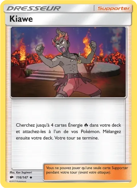 Carte Pokémon Kiawe 116/147, extension Ombres Ardentes