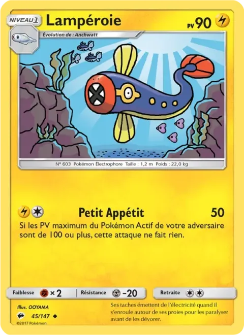 Carte Pokémon Lampéroie 045/147, extension Ombres Ardentes