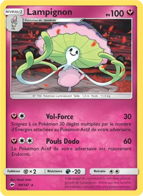 Carte Pokémon Lampignon 098/147, extension Ombres Ardentes