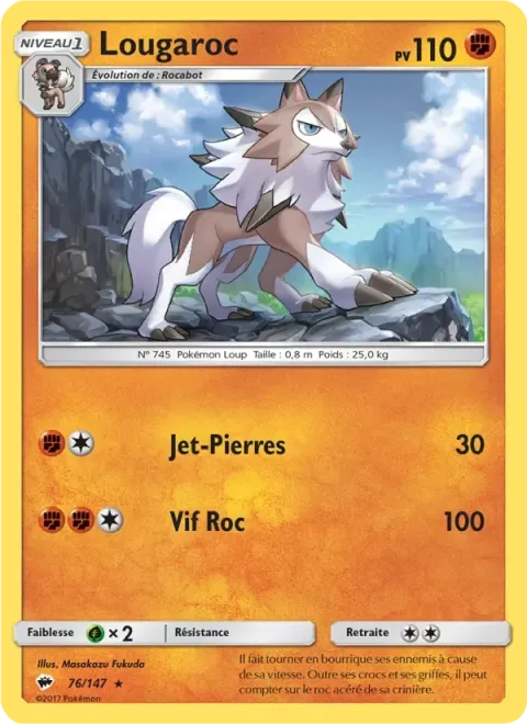 Carte Pokémon Lougaroc 076/147, extension Ombres Ardentes