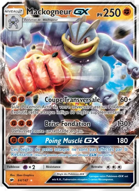 Carte Pokémon Mackogneur GX 064/147, extension Ombres Ardentes
