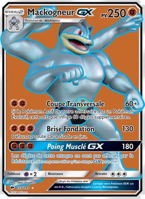 Carte Pokémon Mackogneur GX 135/147, extension Ombres Ardentes