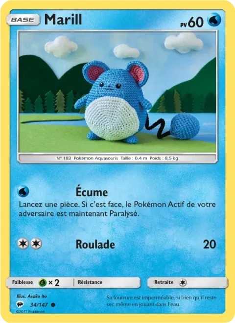 Carte Pokémon Marill 034/147, extension Ombres Ardentes