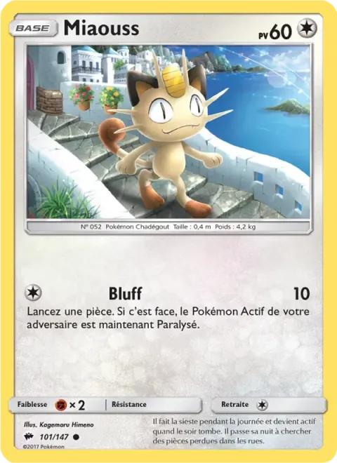 Carte Pokémon Miaouss 101/147, extension Ombres Ardentes