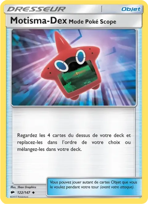 Carte Pokémon Motisma-Dex – Mode Poké Scope 122/147, extension Ombres Ardentes