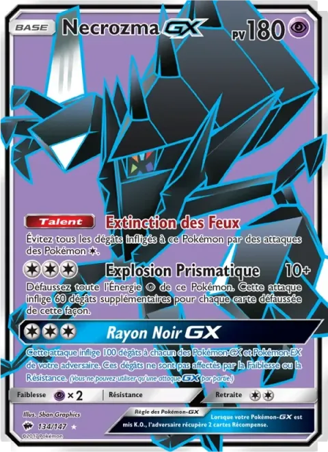 Carte Pokémon Necrozma GX 134/147, extension Ombres Ardentes