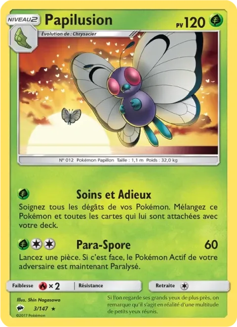 Carte Pokémon Papilusion 003/147, extension Ombres Ardentes