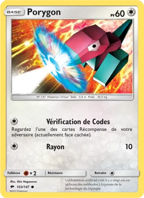 Carte Pokémon Porygon 103/147, extension Ombres Ardentes