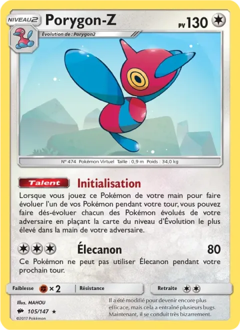 Carte Pokémon Porygon-Z 105/147, extension Ombres Ardentes
