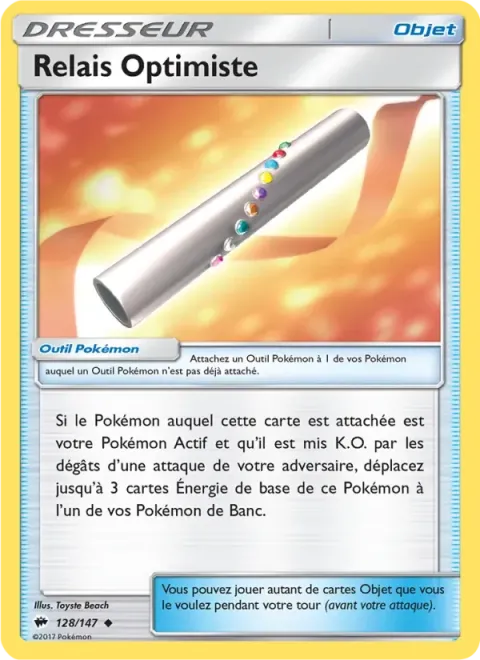 Carte Pokémon Relais Optimiste 128/147, extension Ombres Ardentes