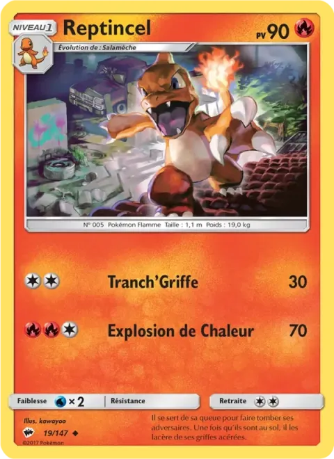 Carte Pokémon Reptincel 019/147, extension Ombres Ardentes