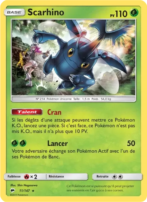 Carte Pokémon Scarhino 011/147, extension Ombres Ardentes