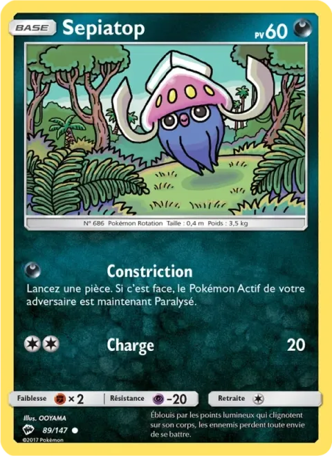 Carte Pokémon Sepiatop 089/147, extension Ombres Ardentes
