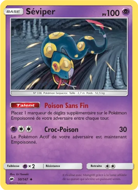 Carte Pokémon Séviper 050/147, extension Ombres Ardentes
