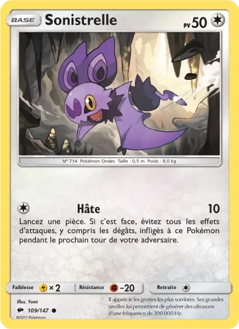 Carte Pokémon Sonistrelle 109/147, extension Ombres Ardentes