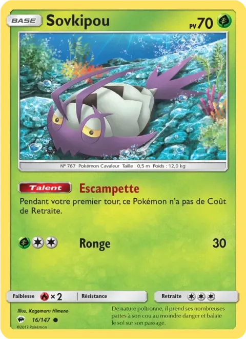 Carte Pokémon Sovkipou 016/147, extension Ombres Ardentes