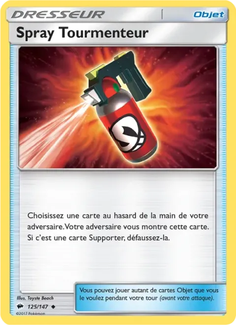 Carte Pokémon Spray Tourmenteur 125/147, extension Ombres Ardentes