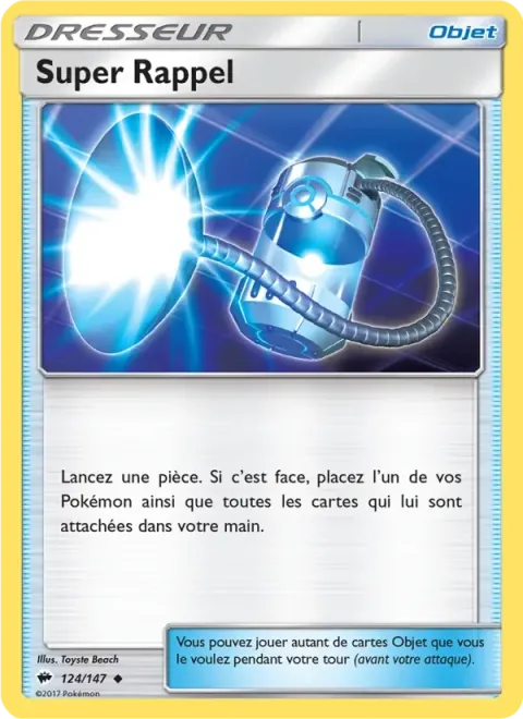 Carte Pokémon Super Rappel 124/147, extension Ombres Ardentes