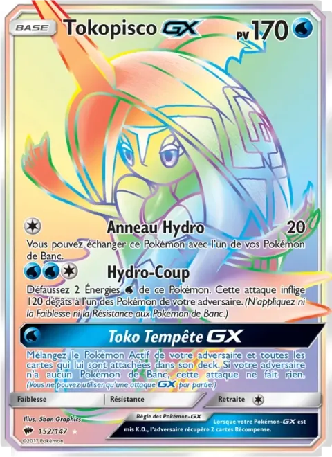 Carte Pokémon Tokopisco GX 152/147, extension Ombres Ardentes