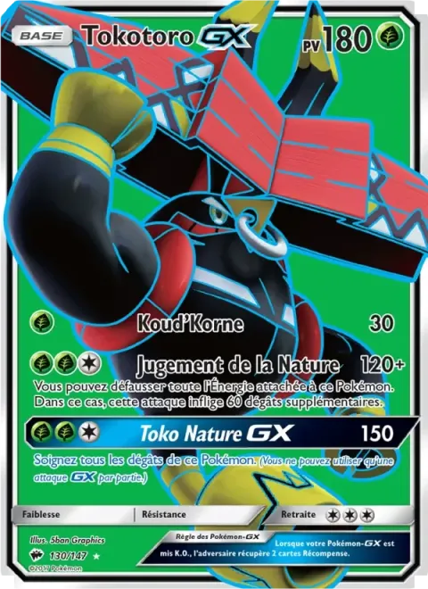 Carte Pokémon Tokotoro GX 130/147, extension Ombres Ardentes