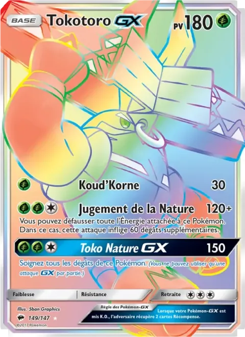 Carte Pokémon Tokotoro GX 149/147, extension Ombres Ardentes