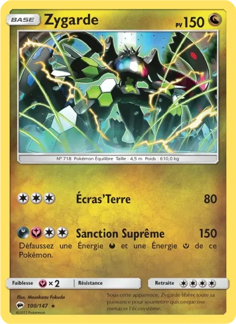 Carte Pokémon Zygarde 100/147, extension Ombres Ardentes