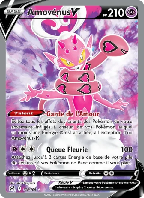 Carte Pokémon Amovénus V 178/196, extension Origine Perdue