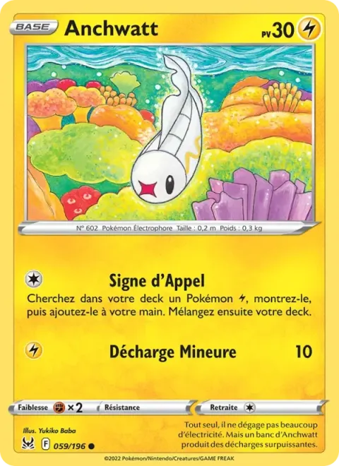 Carte Pokémon Anchwatt 059/196, extension Origine Perdue