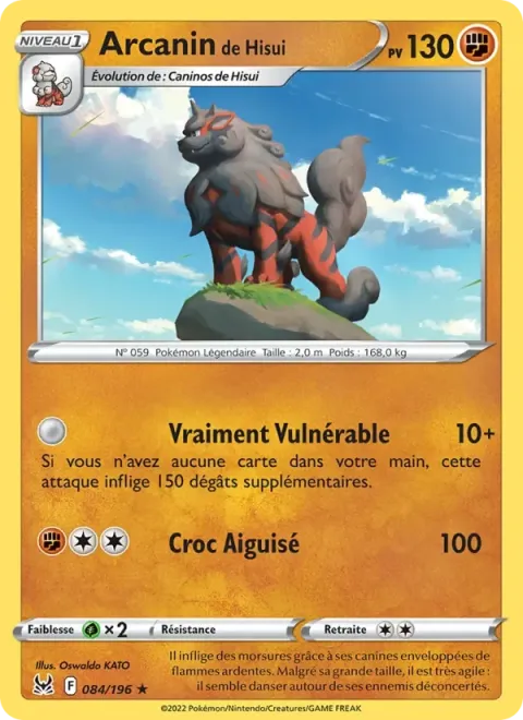 Carte Pokémon Arcanin de Hisui 084/196, extension Origine Perdue