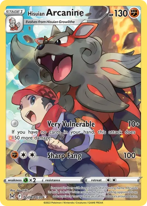 Carte Pokémon Arcanin de Hisui TG08/TG30, extension Origine Perdue