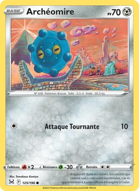 Carte Pokémon Archéomire 125/196, extension Origine Perdue