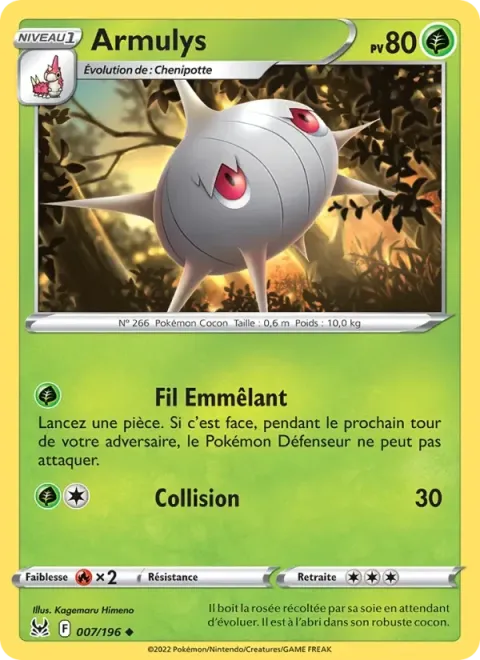 Carte Pokémon Armulys 007/196, extension Origine Perdue