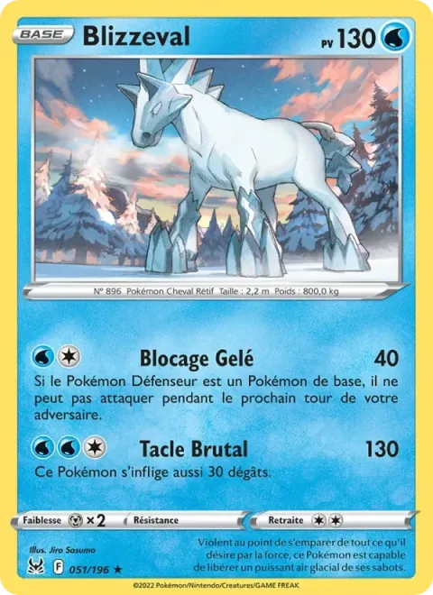 Carte Pokémon Blizzeval 051/196, extension Origine Perdue