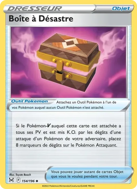 Carte Pokémon Boîte à Désastre 154/196, extension Origine Perdue