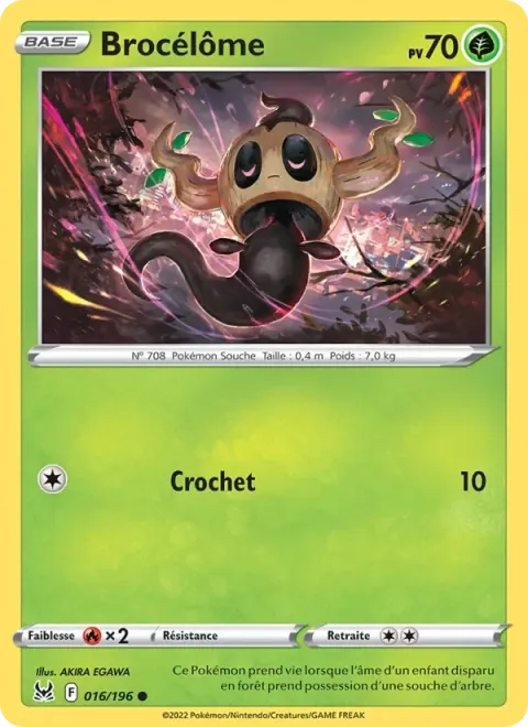 Carte Pokémon Brocélôme 016/196, extension Origine Perdue