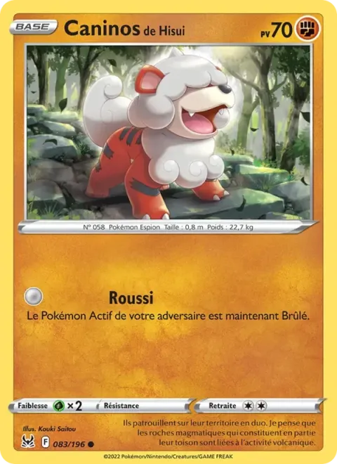 Carte Pokémon Caninos de Hisui 083/196, extension Origine Perdue