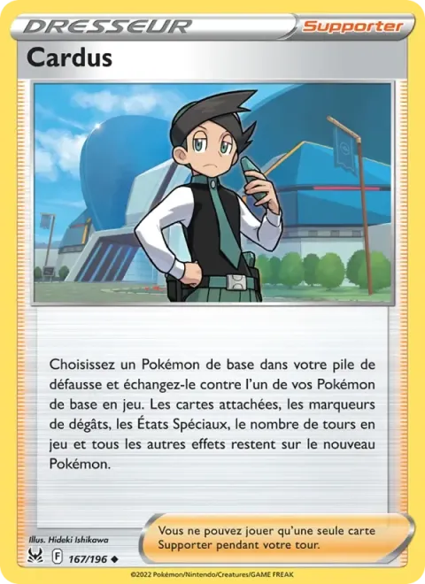 Carte Pokémon Cardus 167/196, extension Origine Perdue