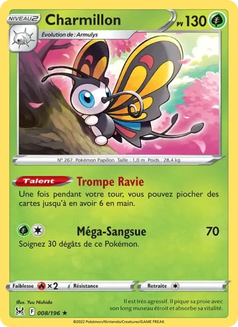 Carte Pokémon Charmillon 008/196, extension Origine Perdue