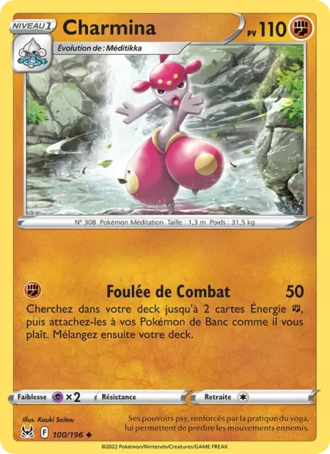 Carte Pokémon Charmina 100/196, extension Origine Perdue