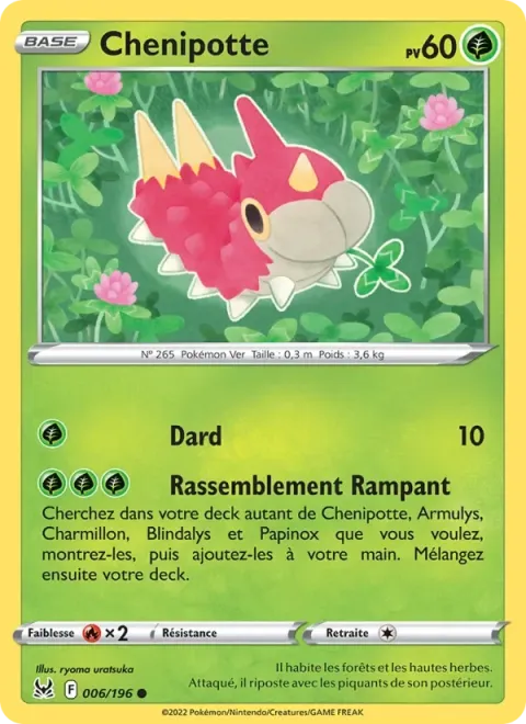 Carte Pokémon Chenipotte 006/196, extension Origine Perdue