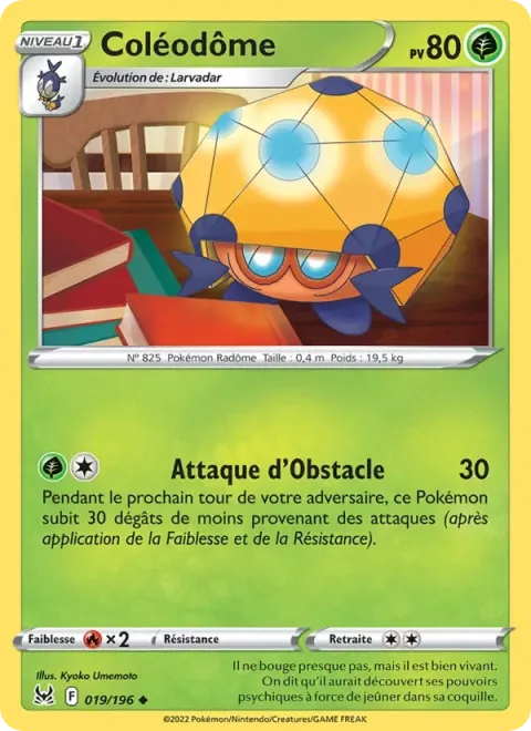 Carte Pokémon Coléodôme 019/196, extension Origine Perdue