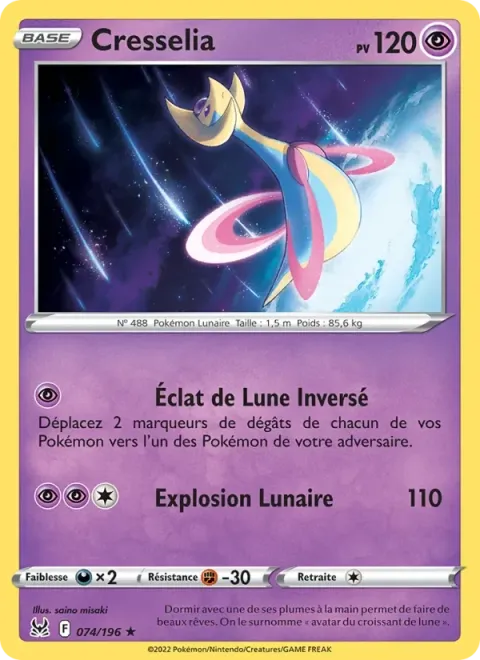 Carte Pokémon Cresselia 074/196, extension Origine Perdue