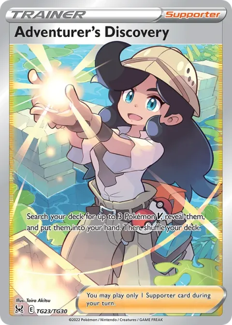 Carte Pokémon Découverte de l’Aventurière TG23/TG30, extension Origine Perdue