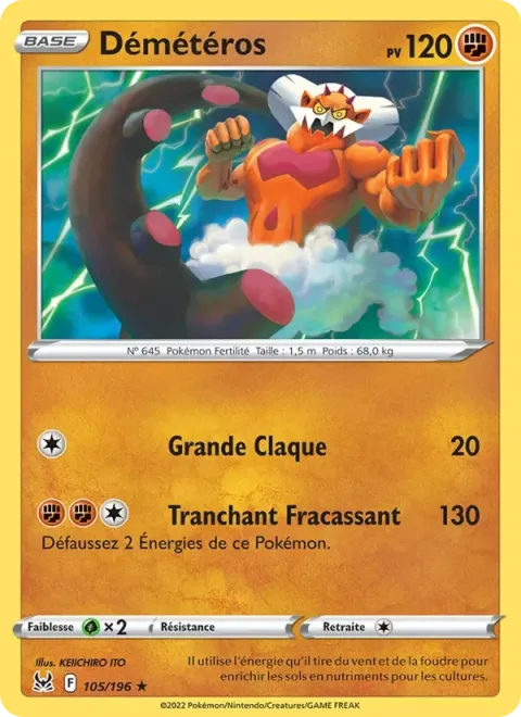 Carte Pokémon Démétéros 105/196, extension Origine Perdue